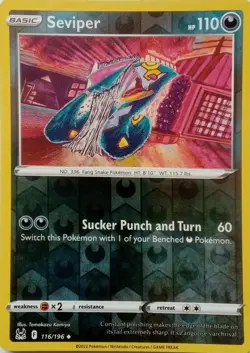 116/196 SEVIPER REVERSE HOLO LOST ORIGIN POKEMON CARD - Image 1