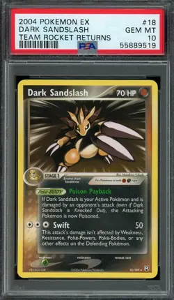 Dark Sandslash Pokemon 2004 EX Team Rocket Returns Non Holo Rare 18/109 PSA 10 - Image 1