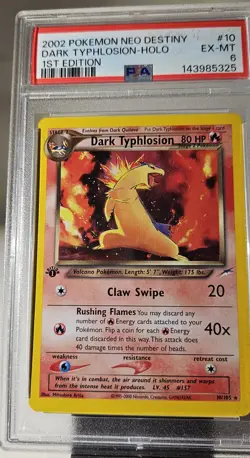 2002 Pokemon American 1st Edition Neo Destiny Dark Typhlosion Holo # 10 PSA- 6 - Image 1