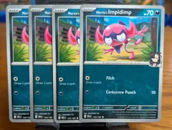 Pokemon TCG Destined Rivals Marnie's Impidimp 134/182 x4 Playset - Image 1