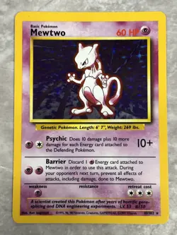 Mewtwo 10/102 Base Set Unlimited Holo Rare Pokemon DMG - Image 1