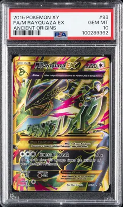 2015 POKEMON XY ANCIENT ORIGINS #98 FULL ART/M RAYQUAZA EX PSA 10 - Image 1