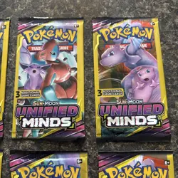 Pokemon Unified Minds - Sun & Moon 3 Card Booster Pack Lot of 8- 2x Full Art Set - Image 2