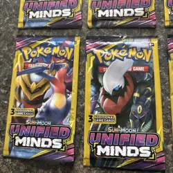 Pokemon Unified Minds - Sun & Moon 3 Card Booster Pack Lot of 8- 2x Full Art Set - Image 4