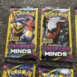 Pokemon Unified Minds - Sun & Moon 3 Card Booster Pack Lot of 8- 2x Full Art Set - Image 5