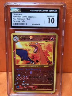 CGC 10 Charizard Jap Neo Premium File 2 Pokemon 2000 Reverse Holo - Image 1