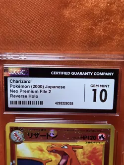 CGC 10 Charizard Jap Neo Premium File 2 Pokemon 2000 Reverse Holo - Image 2