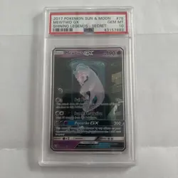 2017 POKEMON SUN & MOON #78/73 MEWTWO GX SHINING LEGENDS SECRET PSA 10 - Image 1