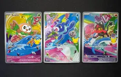 Pokemon First Partner Illustration Collection Alola Rowlet Popplio Litten NM - Image 1