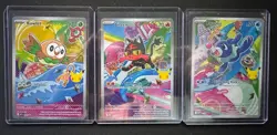 Pokemon First Partner Illustration Collection Alola Rowlet Popplio Litten NM - Image 3