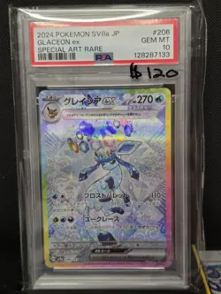 PSA 10 Glaceon ex SAR 206/187 Terastal Festival SV8a Japanese Pokemon GEM MINT - Image 1