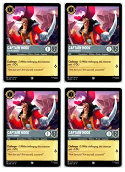 #186 Captain Hook - Forceful Duelist PLAYSET x4 Disney Lorcana Reign of Jafar 4x - Image 1