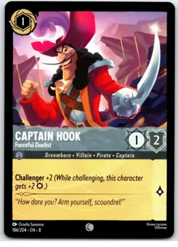 #186 Captain Hook - Forceful Duelist PLAYSET x4 Disney Lorcana Reign of Jafar 4x - Image 2