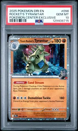 2025 POKEMON DRI EN-DESTINED RIVALS #096 TEAM ROCKET'S TYRANITAR PSA 10 - Image 1