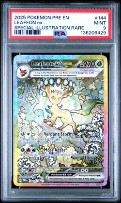 2025 POKEMON PRE EN-PRISMATIC EVOLUTIONS #144 LEAFEON EX PSA 9 - Image 1