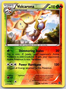 POKEMON STEAM SIEGE VOLCARONA 15/114 RARE REVERSE HOLO NM - Image 1