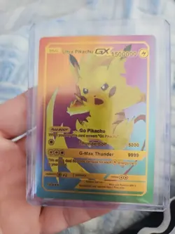 Ultra Pikachu GX Rainbow Foil Fan Art Vinyl Textured Collector Card - Image 1