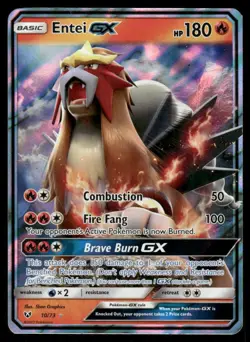 Pokemon Cards Entei GX 10/73 Shining Legends Holo Rare GX LP - Image 1