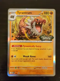Pokemon Card Tyrantrum MEP 066 - Perfect Order Prerelease Black Star Promo - Image 1