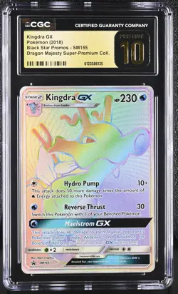 CGC 10 PRISTINE Kingdra GX Black Star Promos SM155 Rainbow Rare Pokemon Card - Image 1