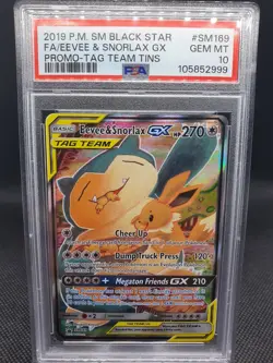 2019 POKEMON SM BLACK STAR PROMO #SM169 FULL ART/EEVEE & SNORLAX GX PSA 10 - Image 1