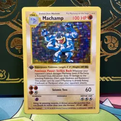Pokemon TCG Machamp Holo Rare 1st Edition Shadowless Base Set MP + - Image 1