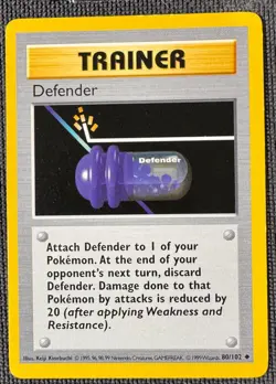 DEFENDER 80/102 UNCOMMON BASE SET POKEMON SHADOWLESS MP - Image 1