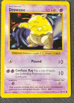DROWZEE 49/102 COMMON BASE SET SHADOWLESS POKEMON MP - Image 1