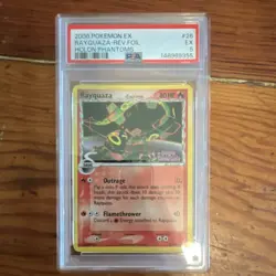 PSA 5 Pokemon Rayquaza EX Rare Reverse Holo 26/110 Holon Phantoms 2006 English - Image 1