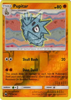 x4 Pupitar - 75/168 - Uncommon - Reverse Holo Pokemon SM7 Celestial Storm M/NM E - Image 1