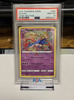 Pokemon Sword & Shield Vivid Voltage Amazing Rare Zacian 82/185 PSA 10 GEM MINT - Image 1