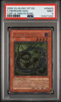 2006 YU-GI-OH! CDIP-CYBERDARK IMPACT 1ST ED-ULTIMATE RARE CYBERDARK KEEL PSA 9 - Image 1