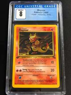 Pokemon 1999 Magmar 1st 39/62 Fossil CGC 8 - Image 1