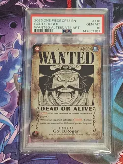 PSA 10 2025 ONE PIECE CARRYING ON HIS WILL WANTED ALT ART #118 GOL D. ROGER - Image 1