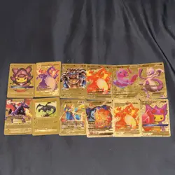 Pokemon Gold Metal Foil Card Lot 12 Cards Pikachu Charizard Blastoise Mew VMAX - Image 1
