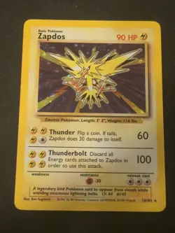 Zapdos - 16/102 - Pokemon Base Set Unlimited Holo Rare Card LP - Image 1