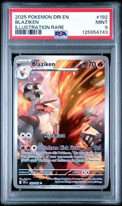 Pokemon TCG Blaziken Destined Rivals Illustration Rare Card 192/182 PSA 9 - Image 1