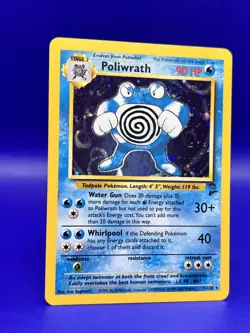 Pokemon Card Base Set 2 Poliwrath Holo Rare 15/130 LP-NM- - Image 3