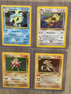 Pokemon TCG 4 Card Holo Lot - Gyarados + Pidgeot + Hitmonchan + Kabutops WOTC - Image 1