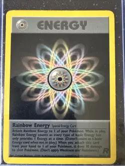 Rainbow Energy Non-Holo Rare Team Rocket 80/82 - Pokemon LP Condition - Image 1