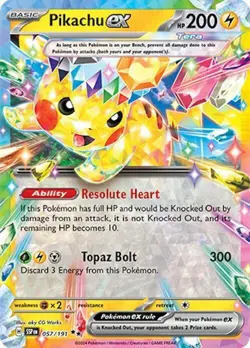 Pikachu ex ⚡ 057/191 Double Rare Holo NM Pokemon Sv08: Surging Sparks - Image 1