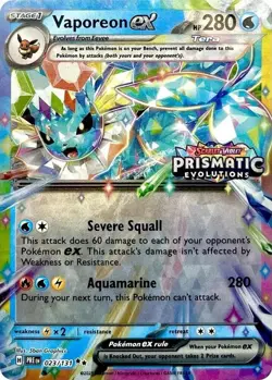 Vaporeon ex 💦 023/131 Stamped Holo NM Pokemon Sv: Prismatic Evolutions - Image 1