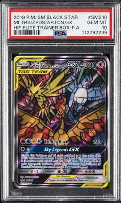 2019 POKEMON SM BLACK STAR PROMO FULL ART/MOLTRES & ZAPDOS & ARTICUNO GX PSA 10 - Image 1