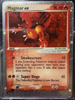 2003 POKEMON EX RUBY & SAPPHIRE 100/109 MAGMAR EX HOLO ULTRA RARE - Image 1