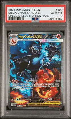 2025 POKEMON PFL EN-PHANTASMAL FLAMES #125 MEGA CHARIZARD X EX PSA 10 - Image 1