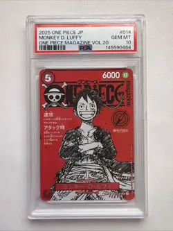 2025 ONE PIECE JPN PROMOS ONE PIECE MAGAZINE VOL.20 #014 MONKEY D. LUFFY PSA 10 - Image 1