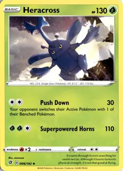 Heracross 006/192 SWSH02: Rebel Clash Pokemon Card TCG - Image 1