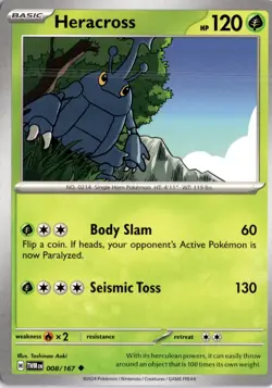 Heracross 008/167 SV06: Twilight Masquerade Pokemon Card TCG - Image 1