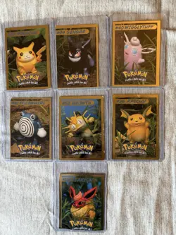 Set of 1999 Hasbro Toy Wishes Magazine Spotlight Gold Border Pokemon Cards. - Image 1