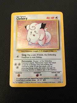 Clefairy 5/102 Pokemon TCG Base Set Holo LP/NM Vintage 1999 Card - Image 1
